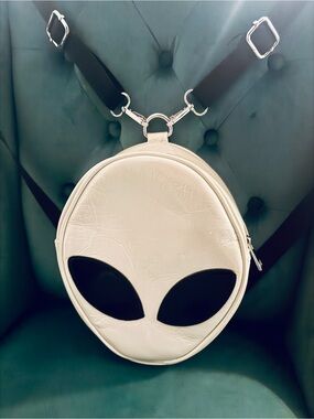 Dolls Kill Club Exx Black & White Alien Backpack Bag